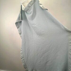 Vintage Carters Baby Blanket Light Blue Nylon Trim Edge Woven Knit 40x60 Soft